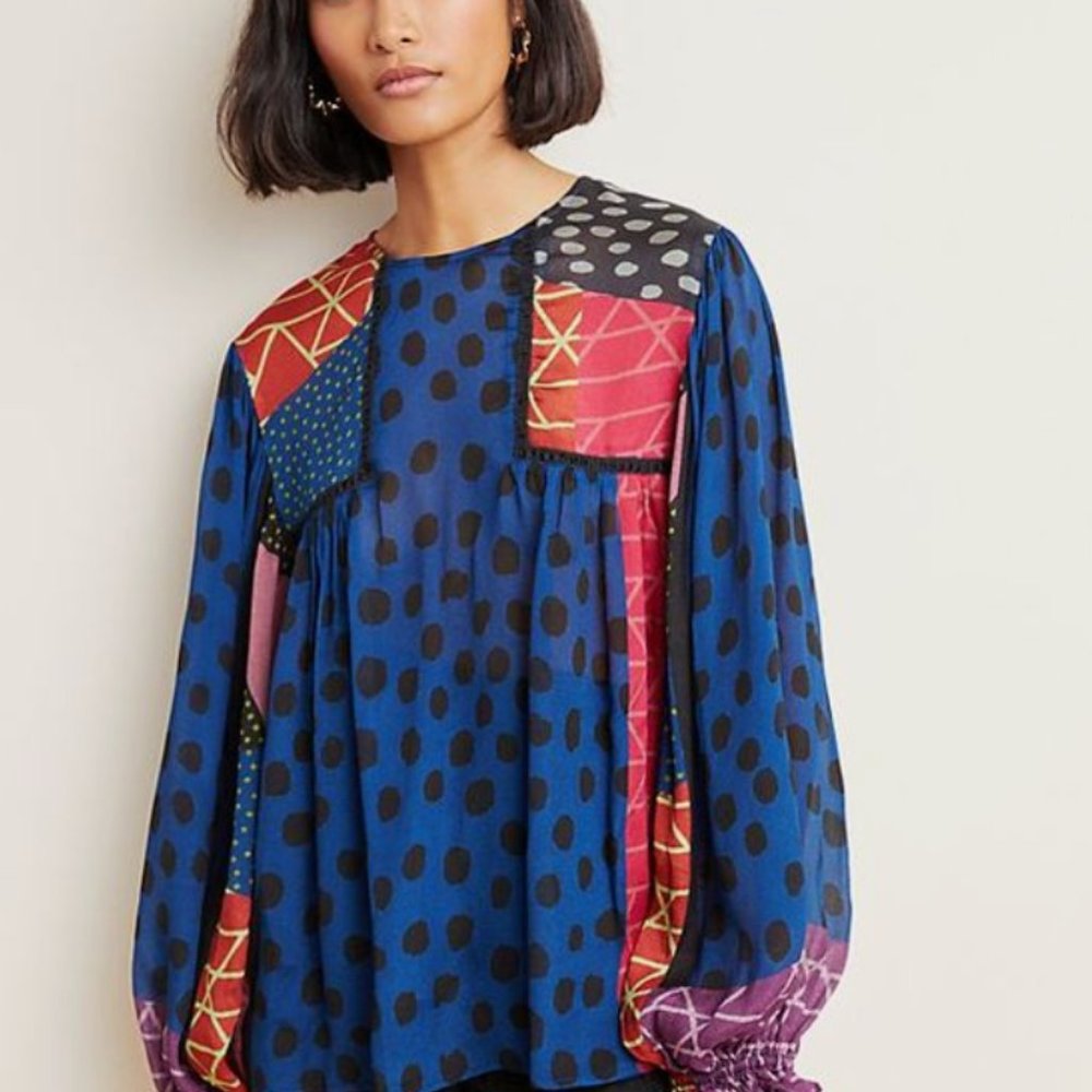 NWOT Anthropologie Bl-nk London Miranda Peasant Blouse - Size L